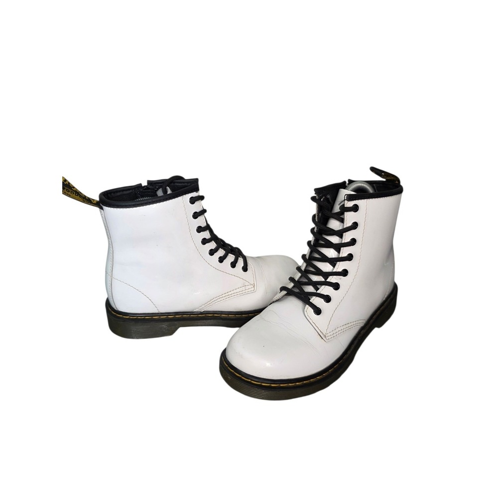 Dr Martens 1460 J White Patent Leather Lace Up Boots Youth US 4 EU 36